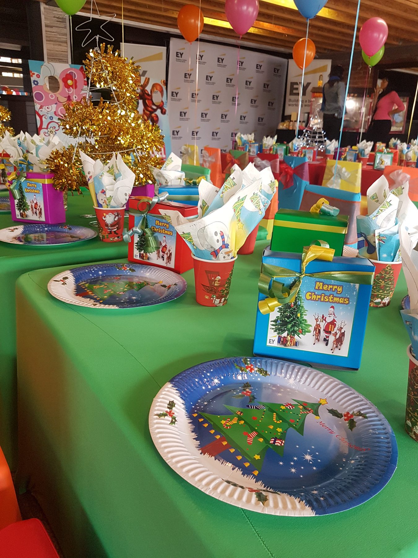 Colourful boys party table decor